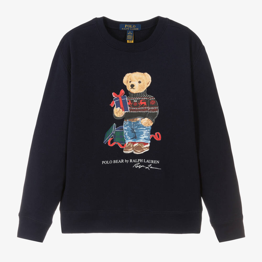 Ralph Lauren - Teen Boys Navy Blue Polo Bear Sweatshirt | Childrensalon
