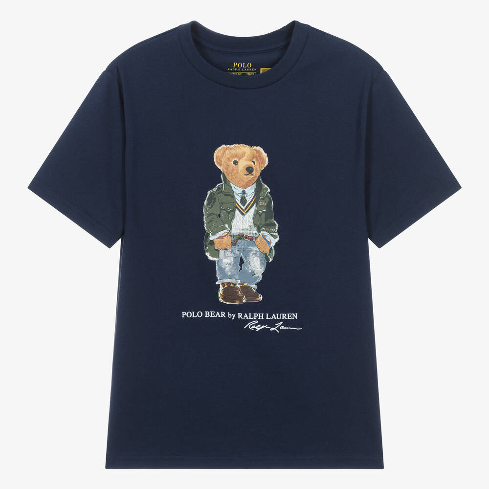 Ralph Lauren - Teen Boys Navy Blue Polo Bear T-Shirt | Childrensalon