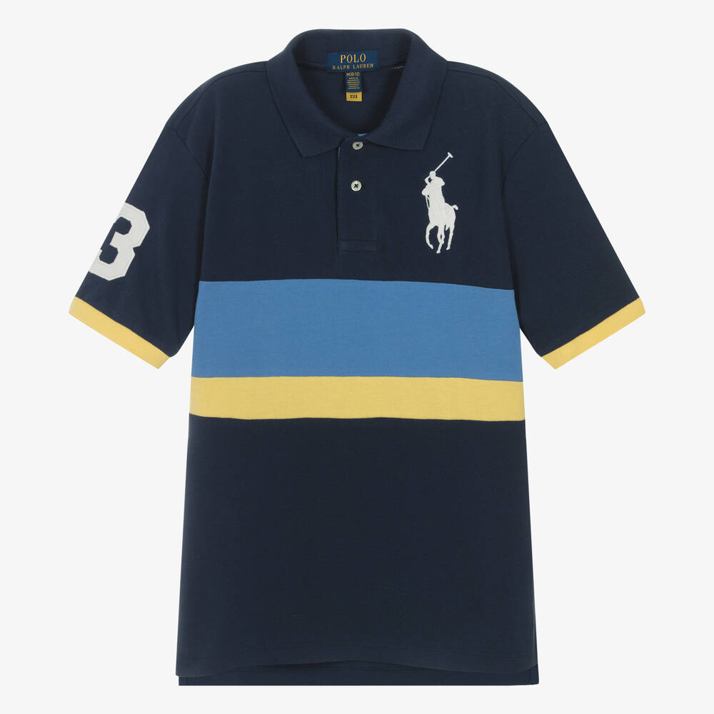 Ralph Lauren Teen Boys Navy Blue Stripe Polo Shirt