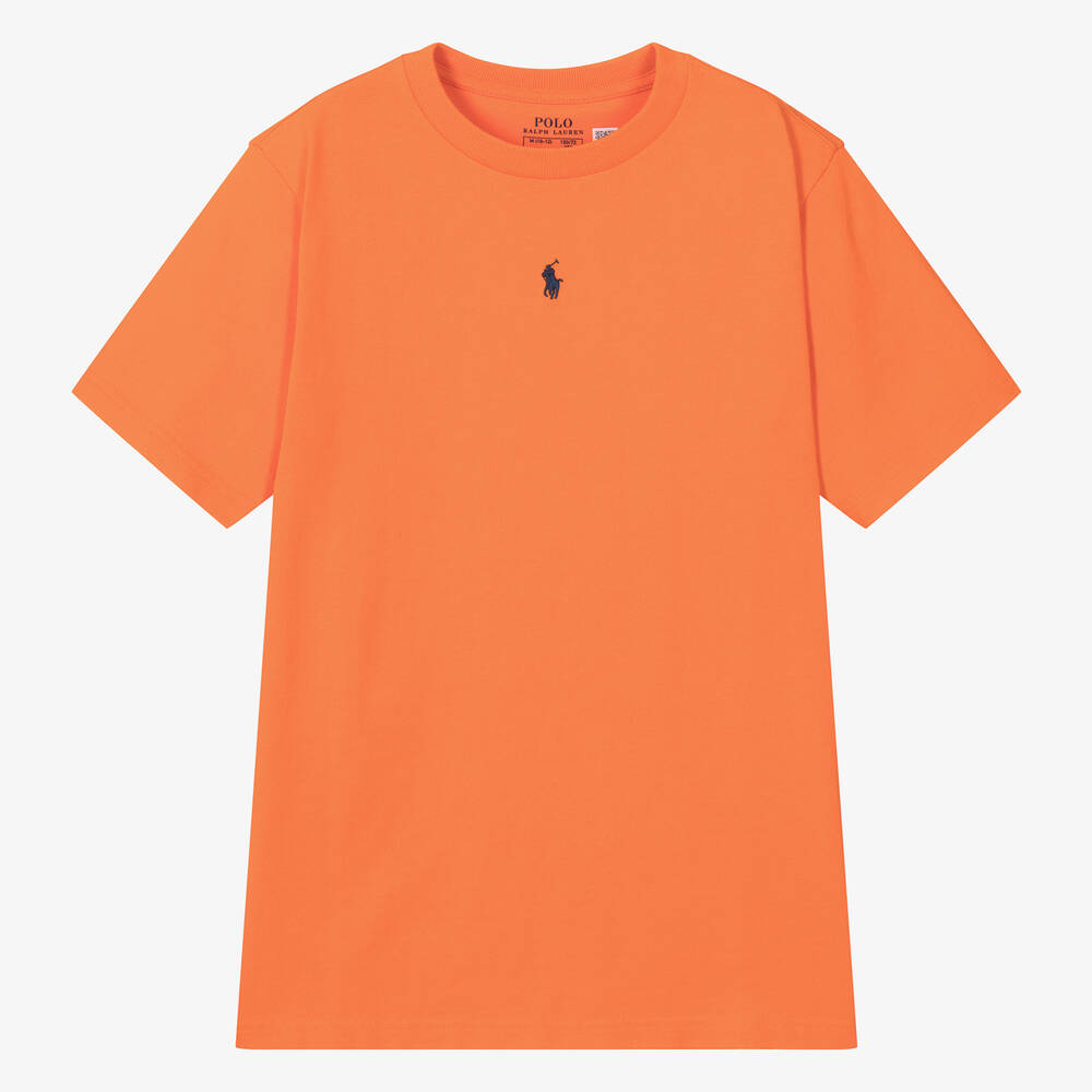 Ralph Lauren - Teen Boys Orange Cotton Pony T-Shirt | Childrensalon
