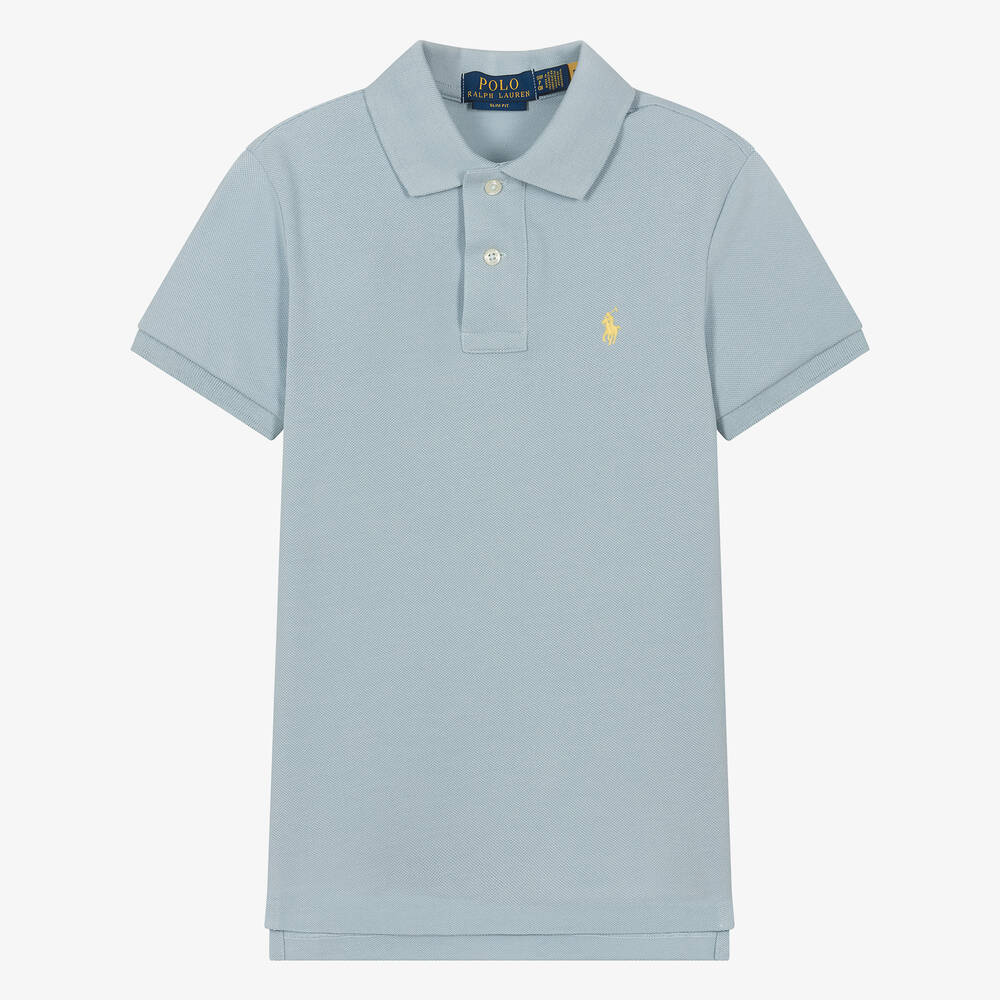 Ralph Lauren - Teen Boys Pale Blue Cotton Polo Shirt | Childrensalon