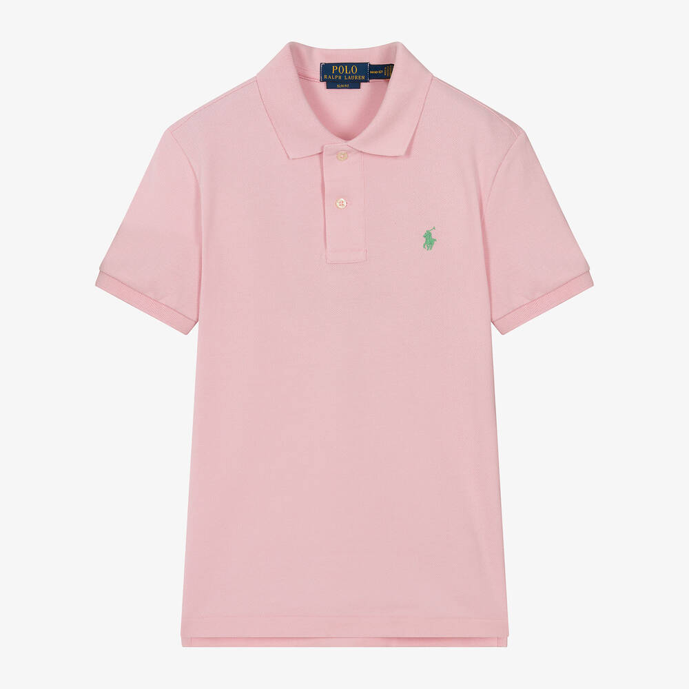 Ralph Lauren - Teen Boys Pink Cotton Polo Shirt | Childrensalon