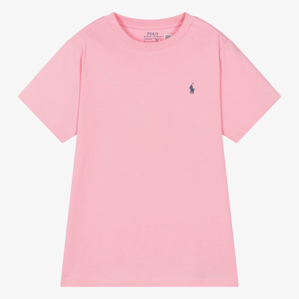 Ralph Lauren Teen Boys Pink Cotton Pony Logo T-shirt