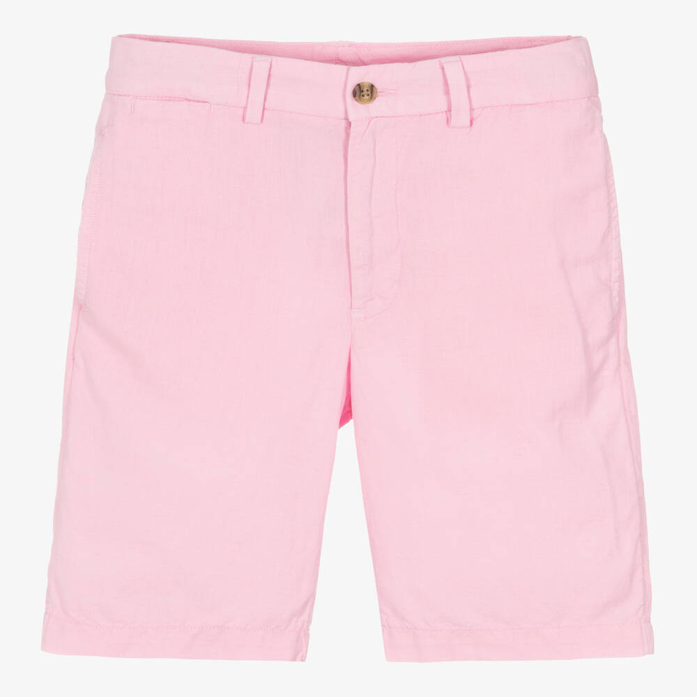 Ralph Lauren - Teen Boys Pink Linen & Cotton Shorts | Childrensalon