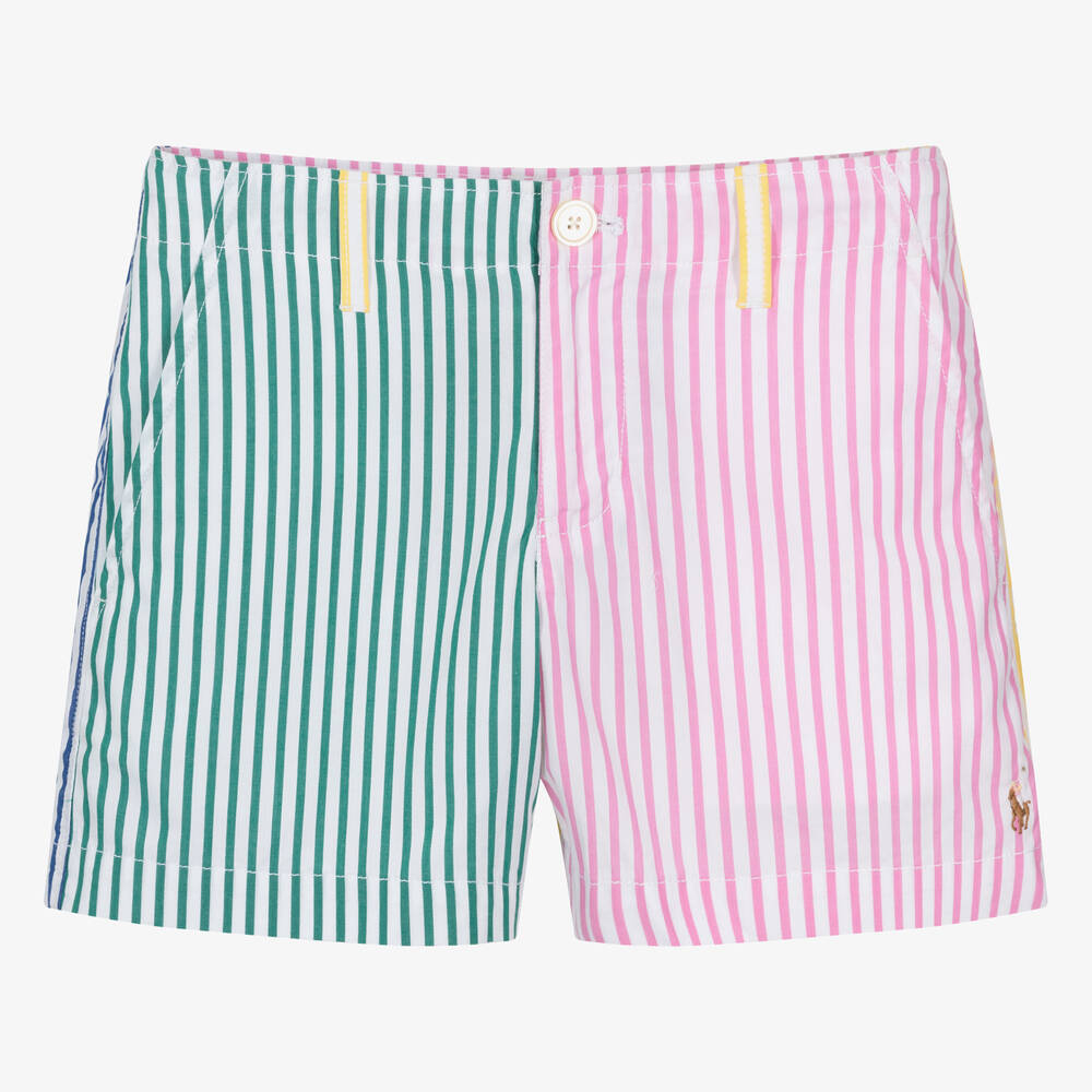 Ralph Lauren - Teen Boys Pink Striped Poplin Shorts | Childrensalon