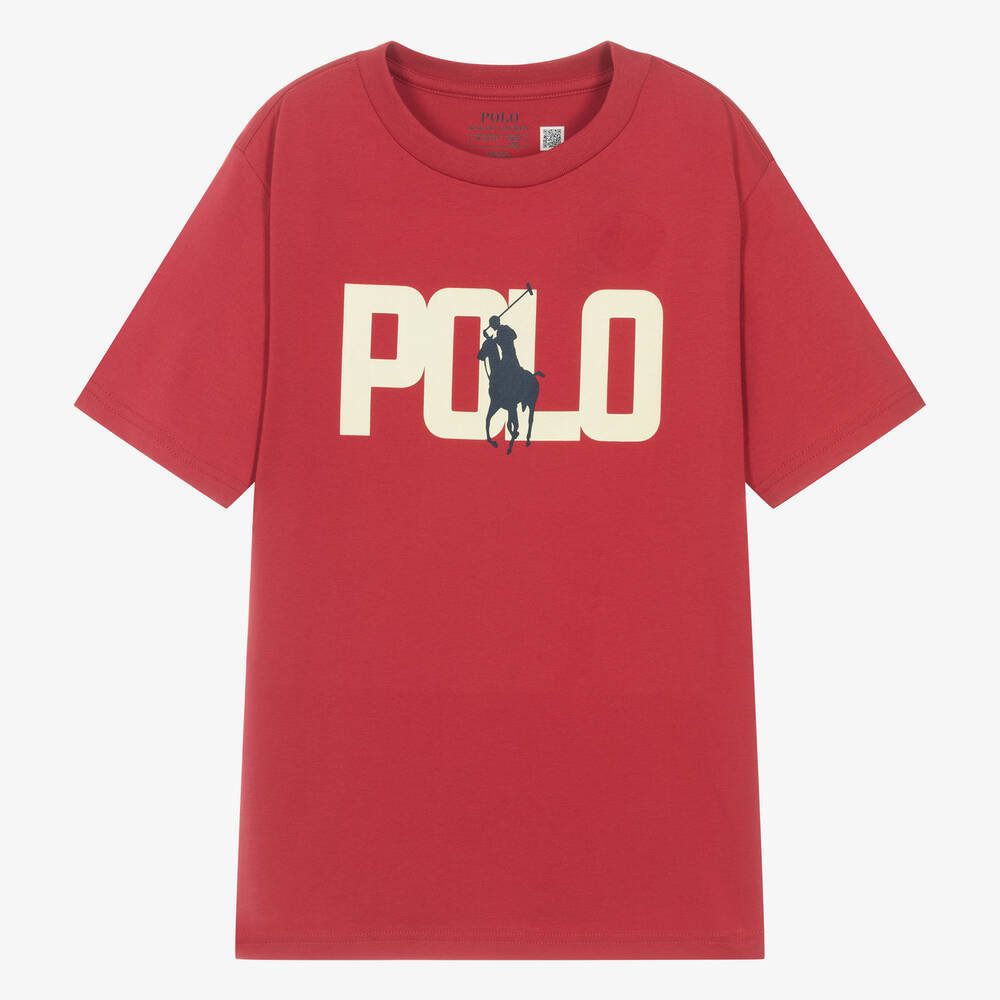 Ralph Lauren - Teen Boys Red Cotton Big Pony T-Shirt | Childrensalon
