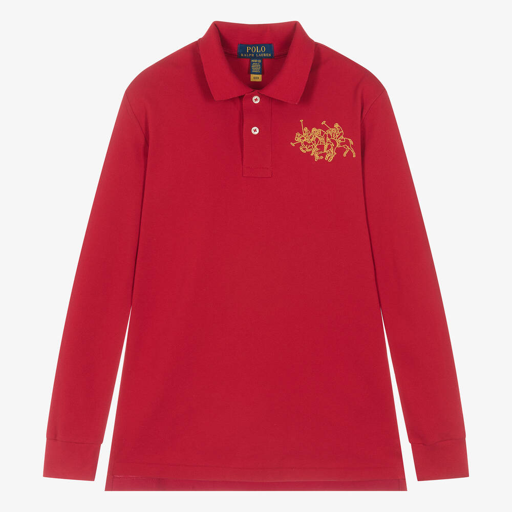 Ralph Lauren - Красная рубашка поло для мальчиков-подростков | Childrensalon