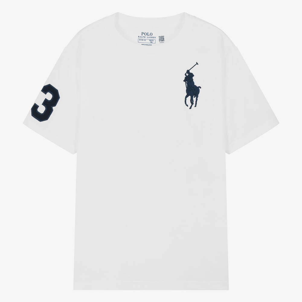 Ralph Lauren - Teen Boys White Big Pony Cotton T-Shirt | Childrensalon