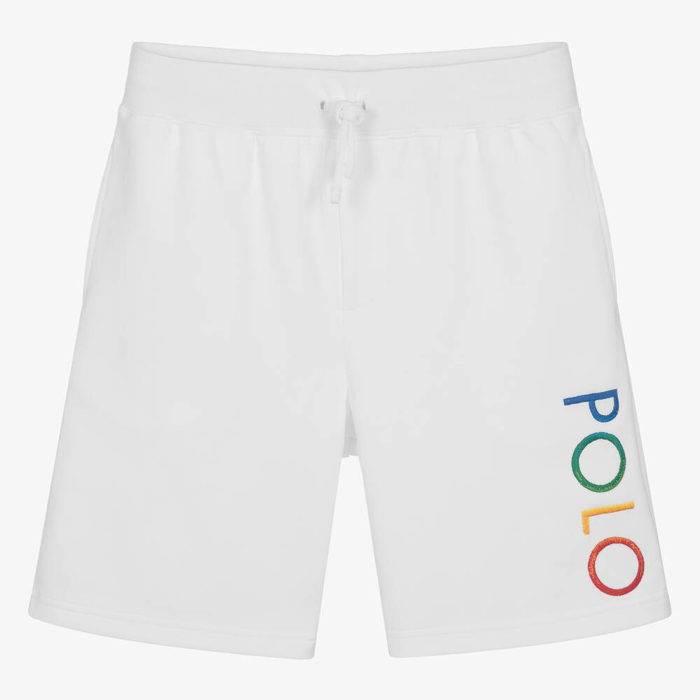 Ralph Lauren - Teen Boys White Cotton Jersey Shorts | Childrensalon