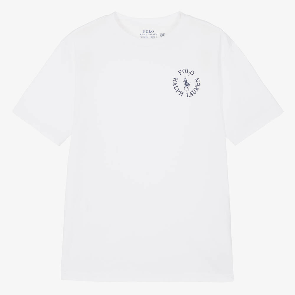 Ralph Lauren - Teen Boys White Cotton Jersey T-Shirt | Childrensalon