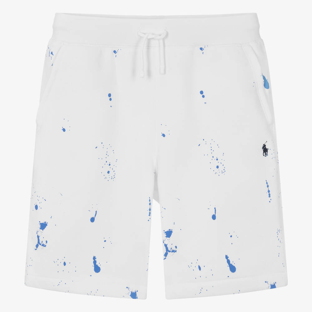 Ralph Lauren - Teen Boys White Cotton Paint Shorts | Childrensalon