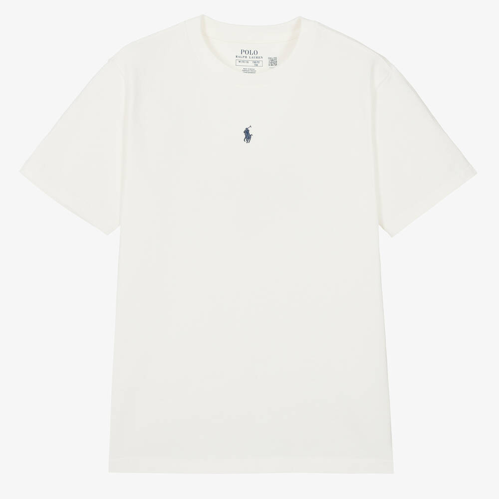 Ralph Lauren - T-shirt blanc épais en coton ado | Childrensalon
