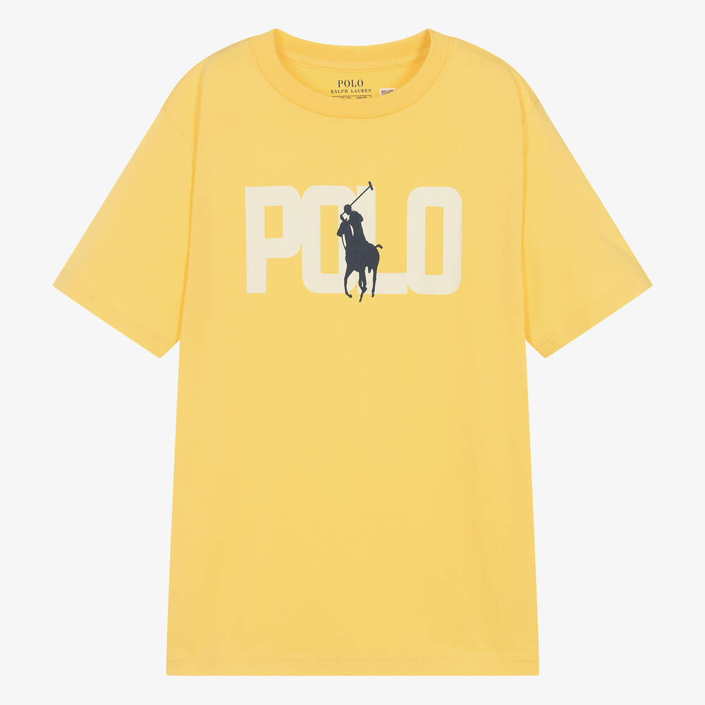 Ralph Lauren - Teen Boys Yellow Cotton Big Pony T-Shirt | Childrensalon