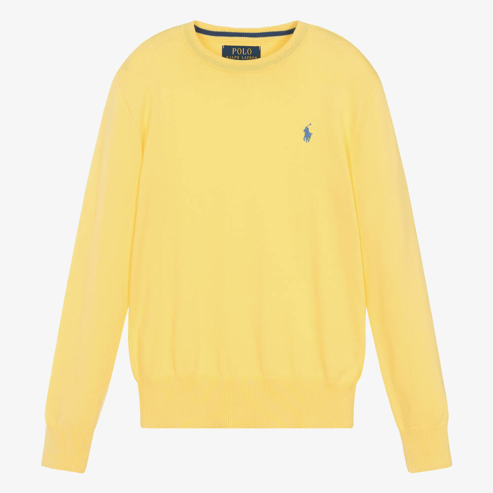 Ralph Lauren - Teen Boys Yellow Cotton Knit Sweater | Childrensalon
