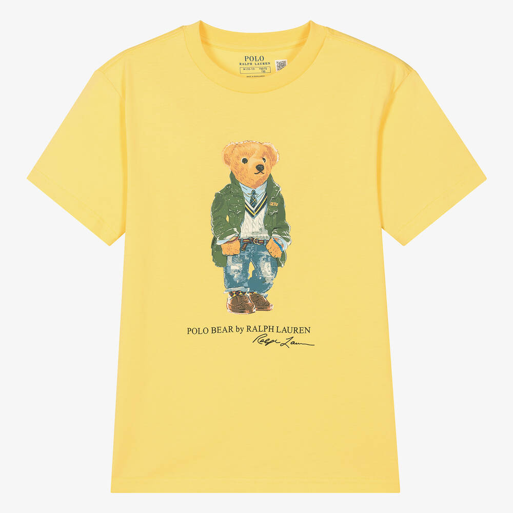 Ralph Lauren - Teen Boys Yellow Cotton Polo Bear T-Shirt | Childrensalon