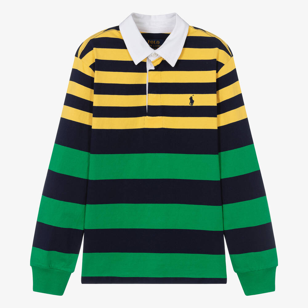 Ralph Lauren - Teen Boys Yellow Stripe Rugby Shirt | Childrensalon