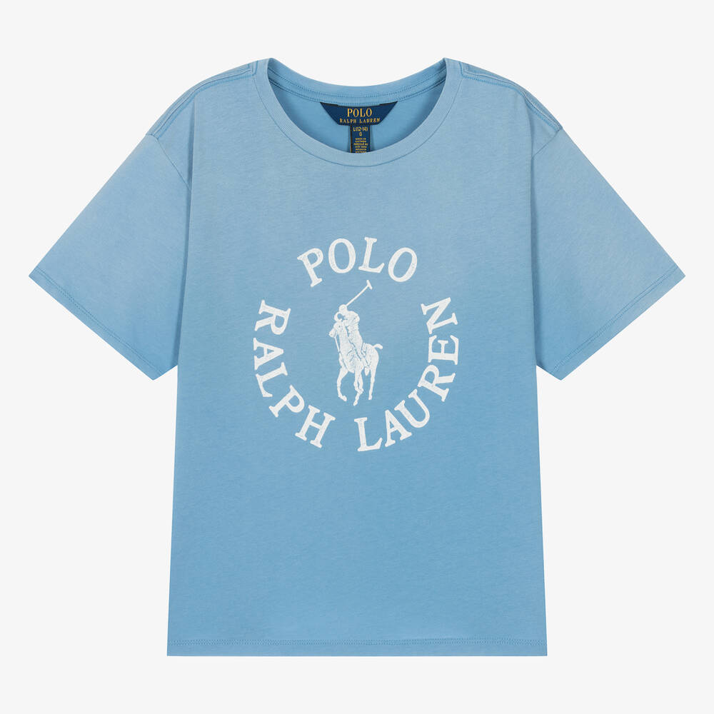 Ralph Lauren - Teen Girls Blue Cotton T-Shirt | Childrensalon