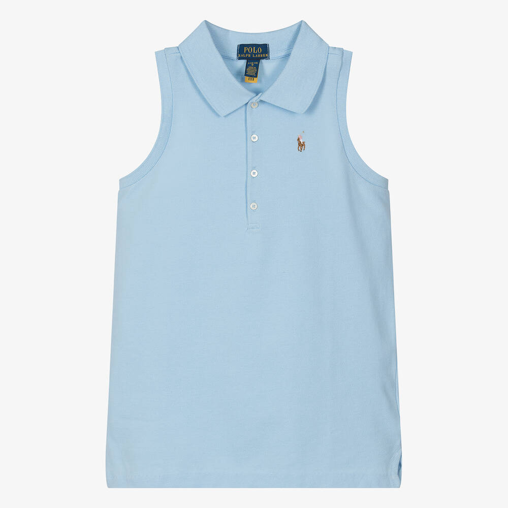 Ralph Lauren - Teen Girls Blue Sleeveless Polo Shirt | Childrensalon