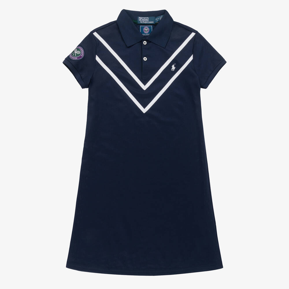 Ralph Lauren - Teen Girls Blue Wimbledon Polo Dress | Childrensalon