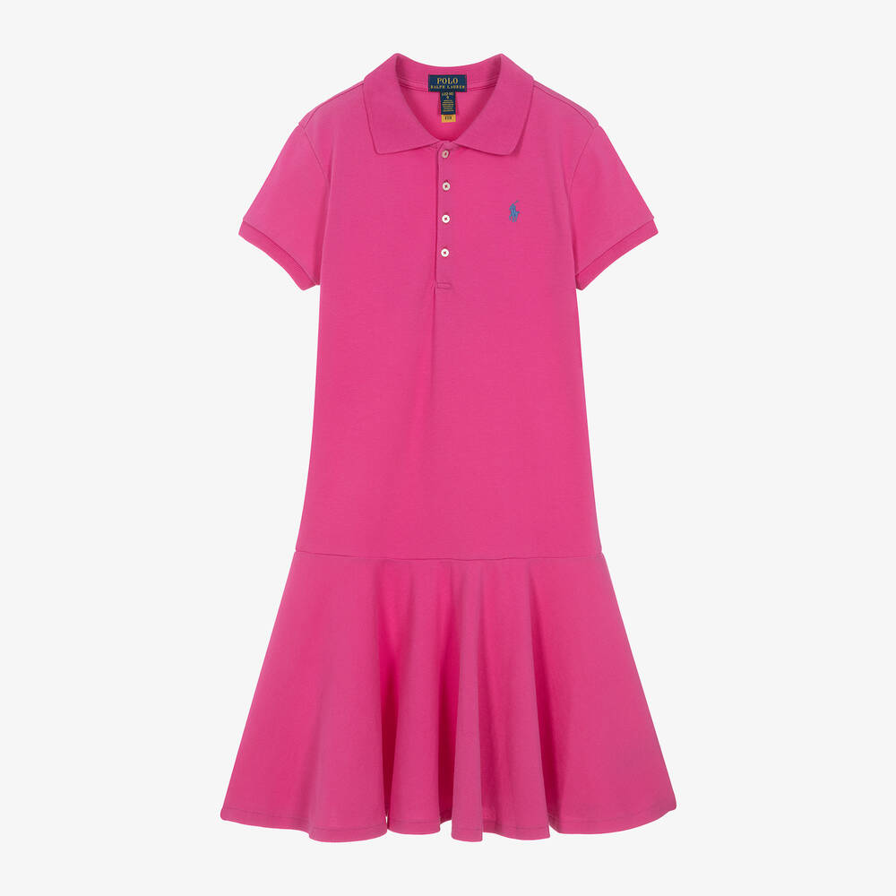 Ralph Lauren - Teen Girls Fuchsia Pink Cotton Polo Dress | Childrensalon