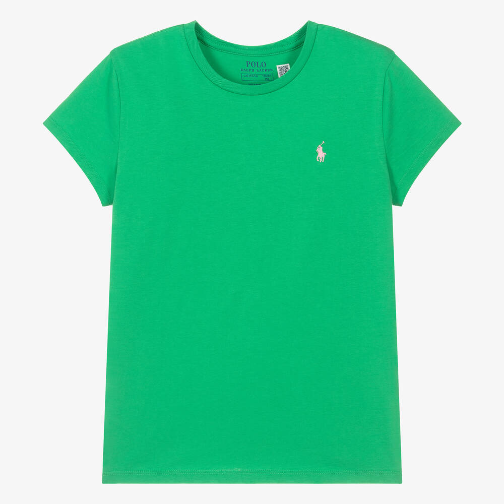 Ralph Lauren - Teen Girls Green Cotton Pony T-Shirt | Childrensalon