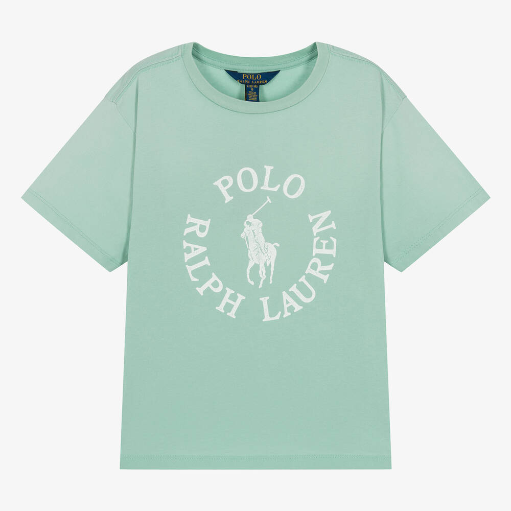 Ralph Lauren - Teen Girls Green Cotton T-Shirt | Childrensalon