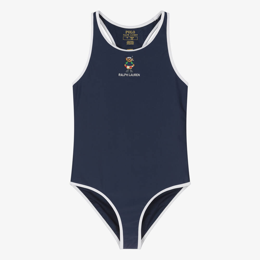 Ralph Lauren - Teen Girls Navy Blue Polo Bear Swimsuit | Childrensalon