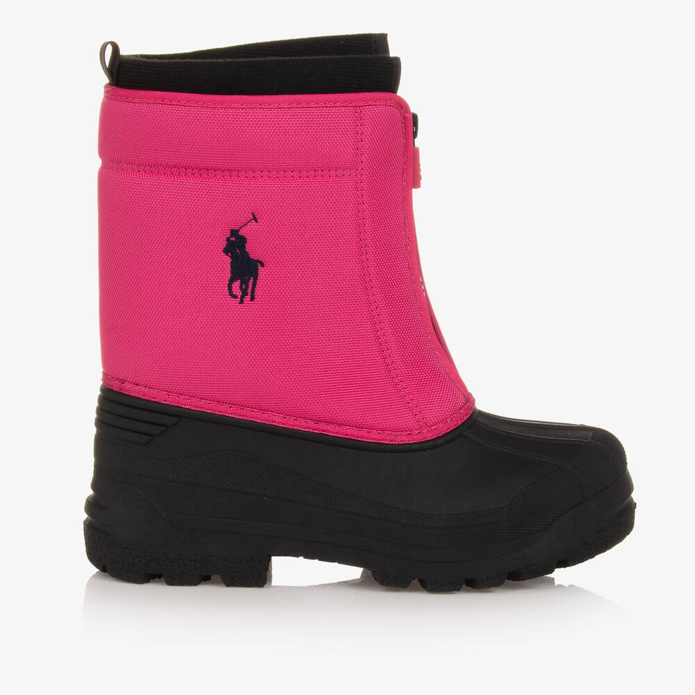 Ralph Lauren Teen Girls Pink & Black Snow Boots