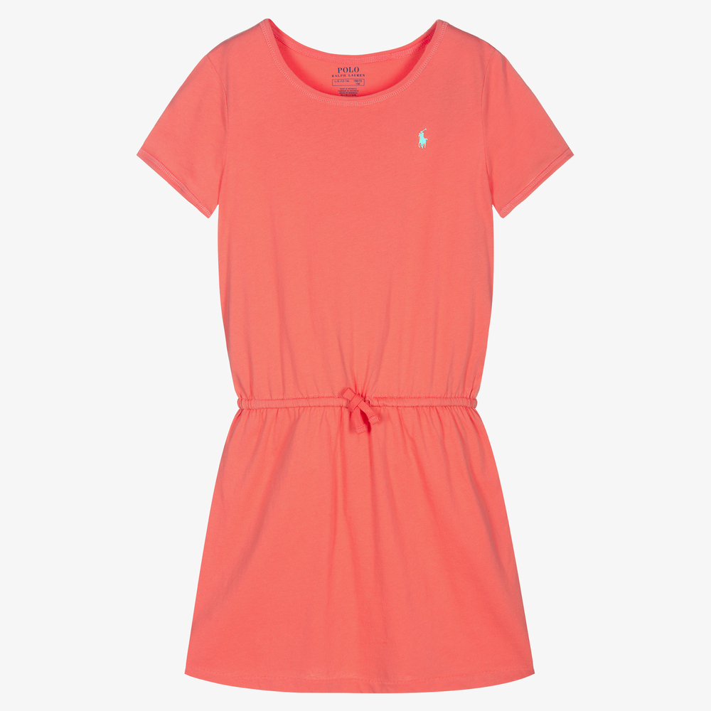 Ralph Lauren Teen Girls Pink Cotton Dress In Orange