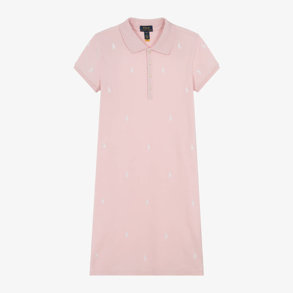 Ralph Lauren - Teen Girls Pink Cotton Piqué Polo Dress | Childrensalon