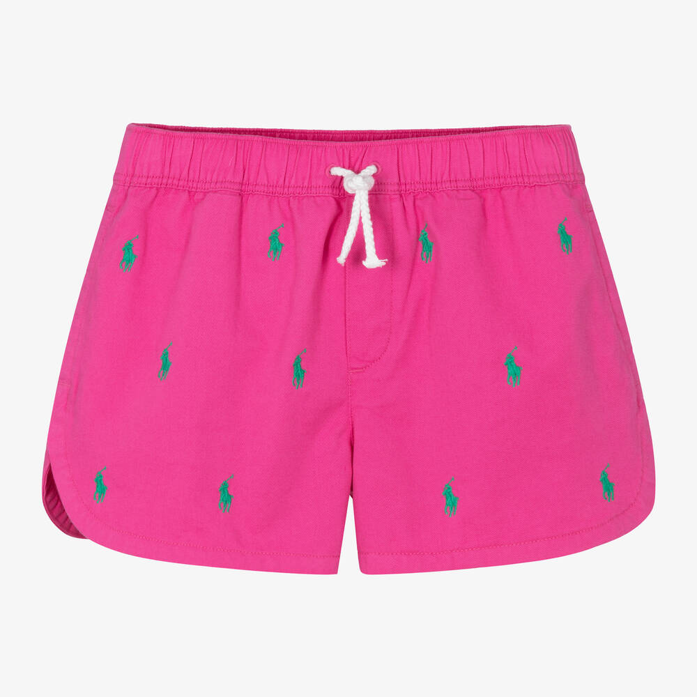 Ralph Lauren - Teen Girls Pink Cotton Pony Shorts | Childrensalon