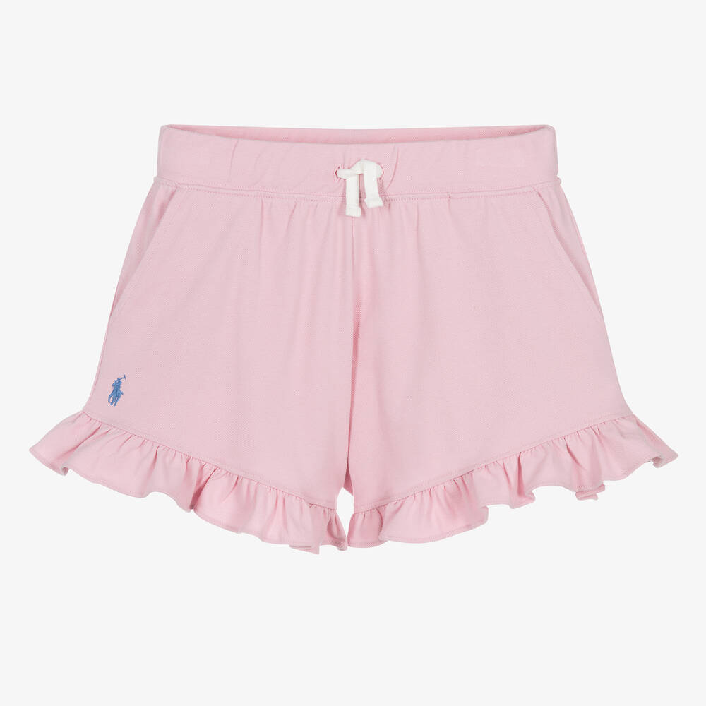 Ralph Lauren - Teen Girls Pink Cotton Ruffle Shorts | Childrensalon