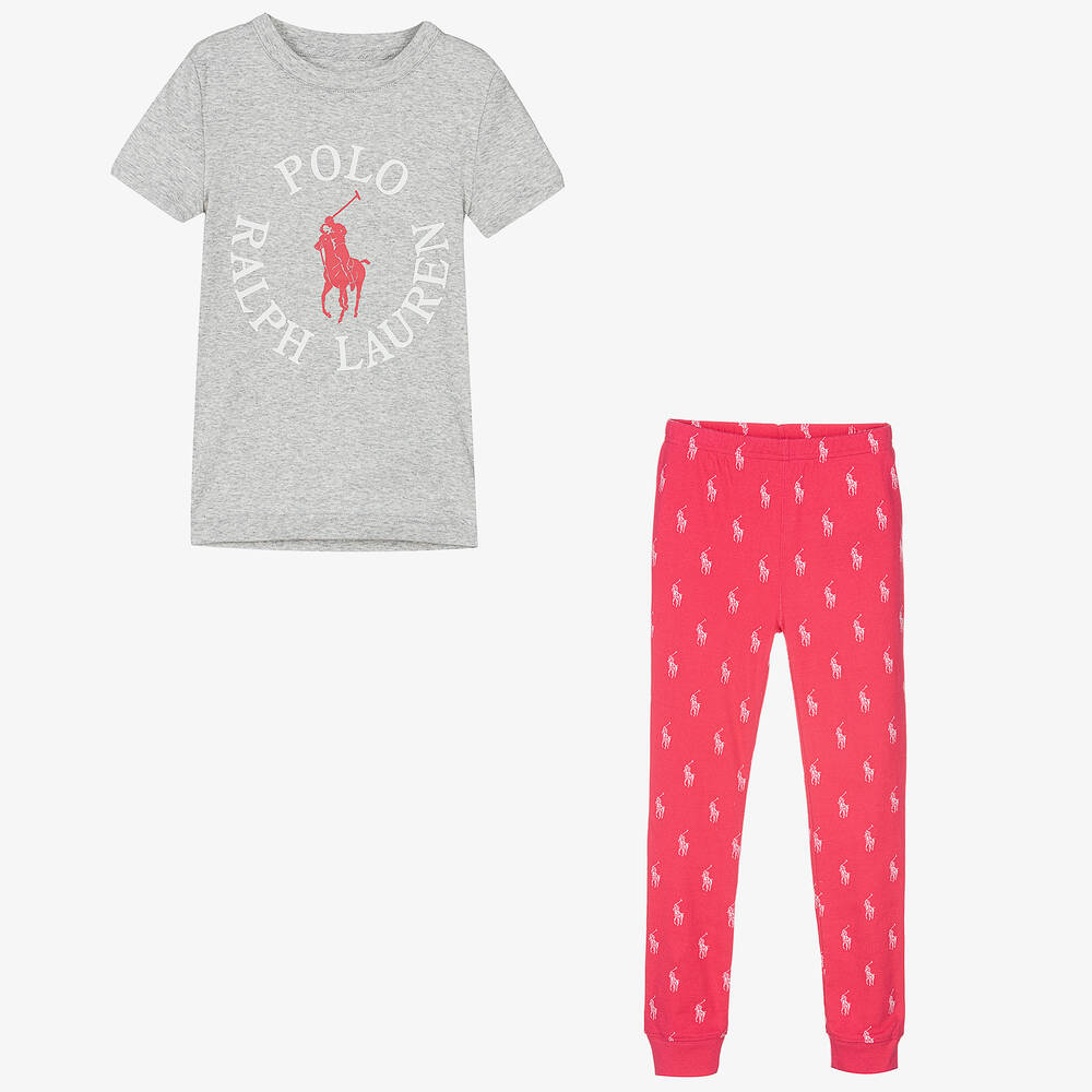 Polo Ralph Lauren - Pyjama rose et gris ado fille | Childrensalon