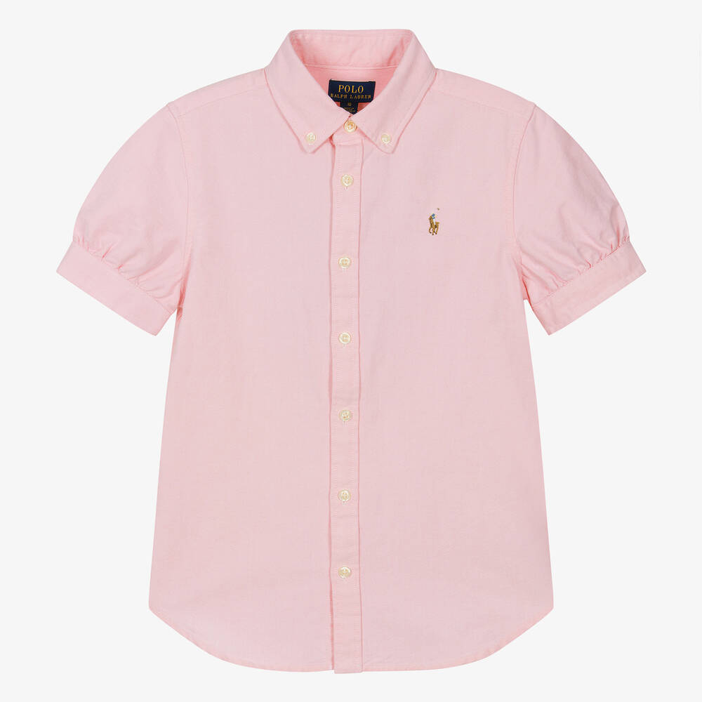 Ralph Lauren - Teen Girls Pink Oxford Cotton Shirt | Childrensalon