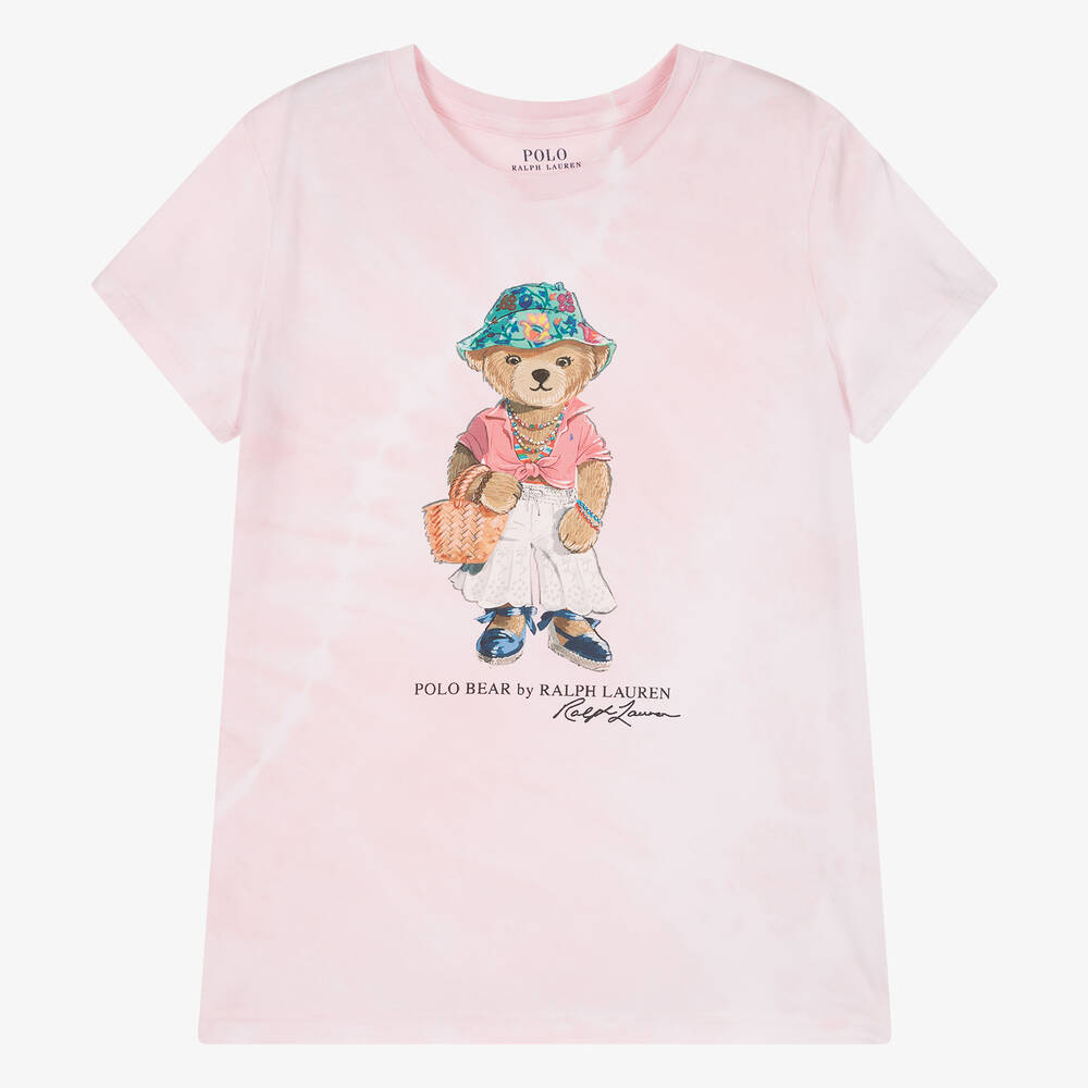 Ralph Lauren - Teen Girls Pink Polo Bear Cotton T-Shirt | Childrensalon