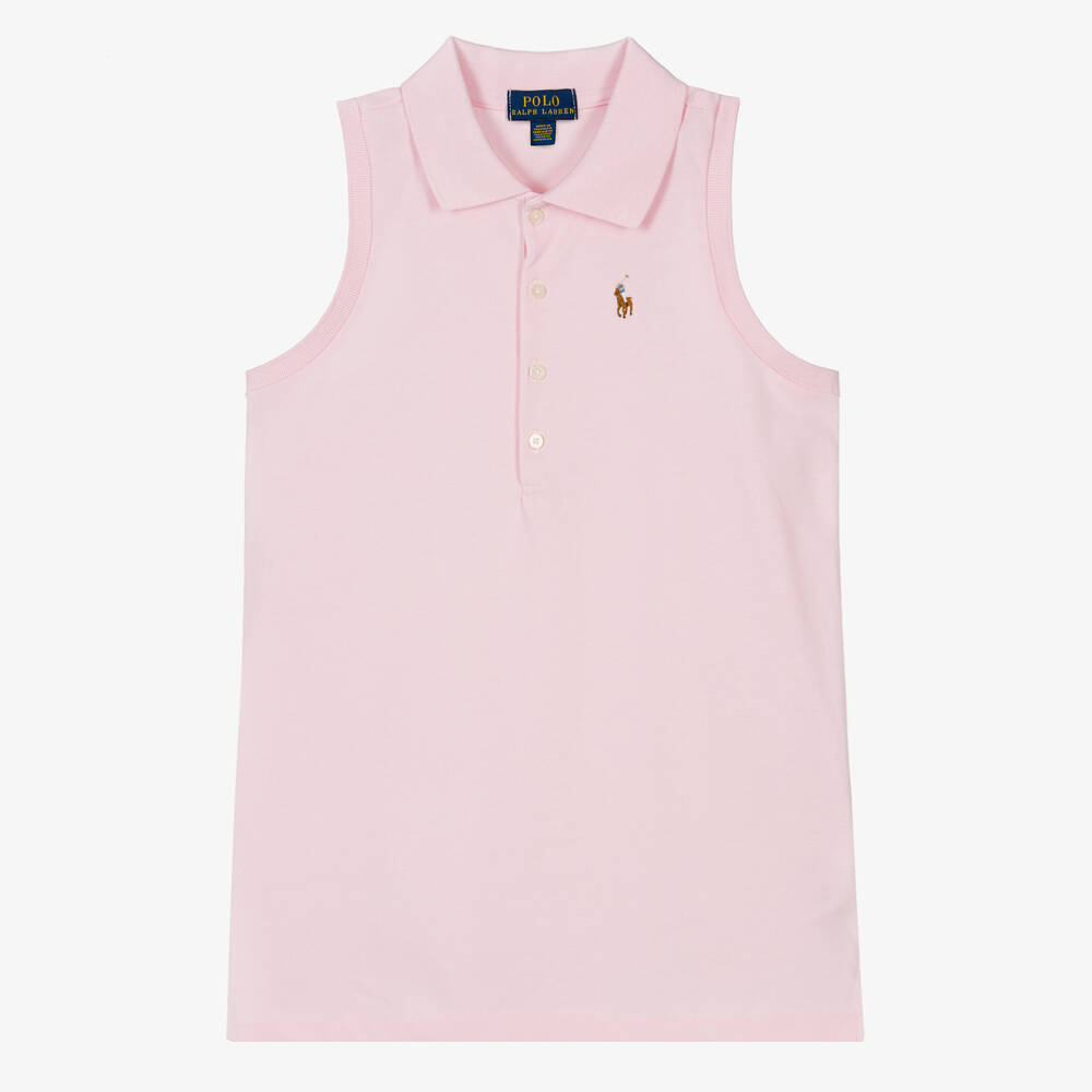 Ralph Lauren - Teen Girls Pink Sleeveless Polo Shirt | Childrensalon
