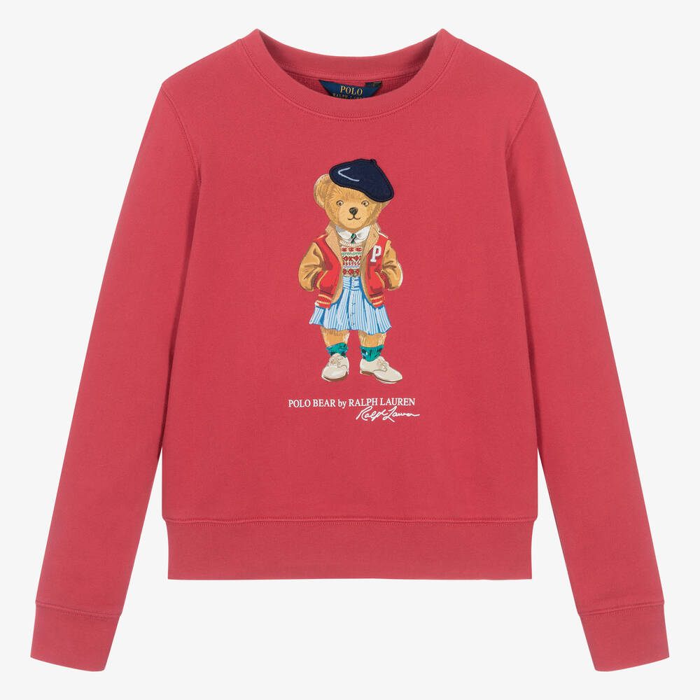 Ralph Lauren - Teen Girls Red Polo Bear Sweatshirt | Childrensalon