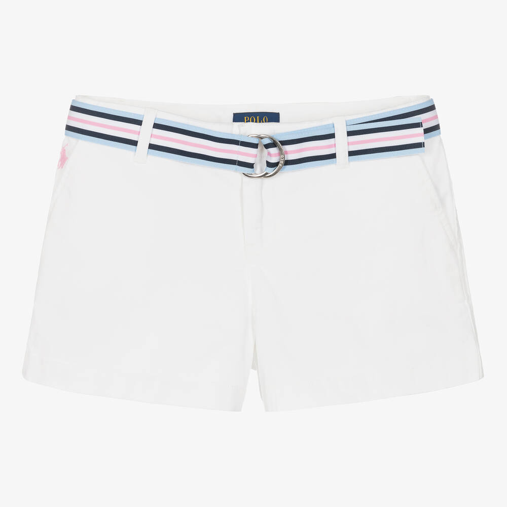 Ralph Lauren - Teen Girls White Cotton Chino Shorts | Childrensalon