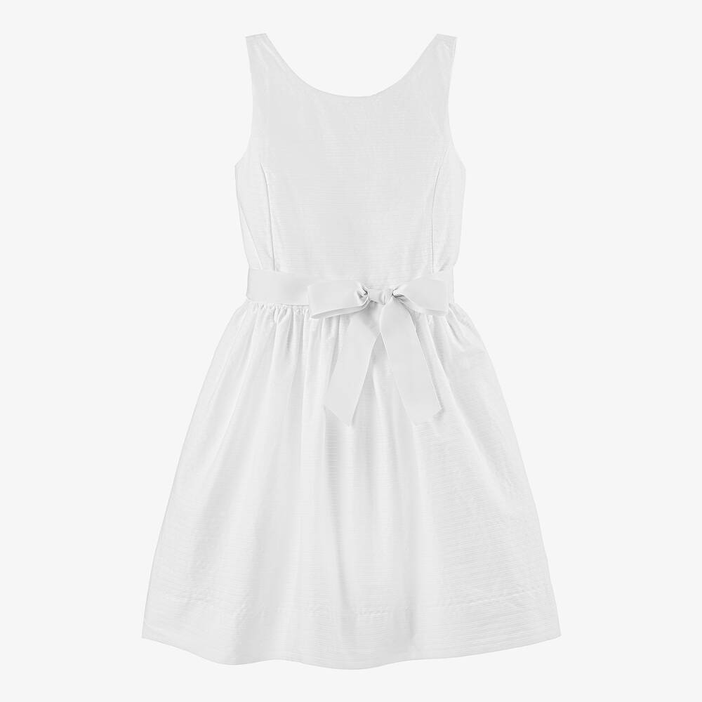 Ralph Lauren - فستان قطن لون أبيض للمراهقات | Childrensalon