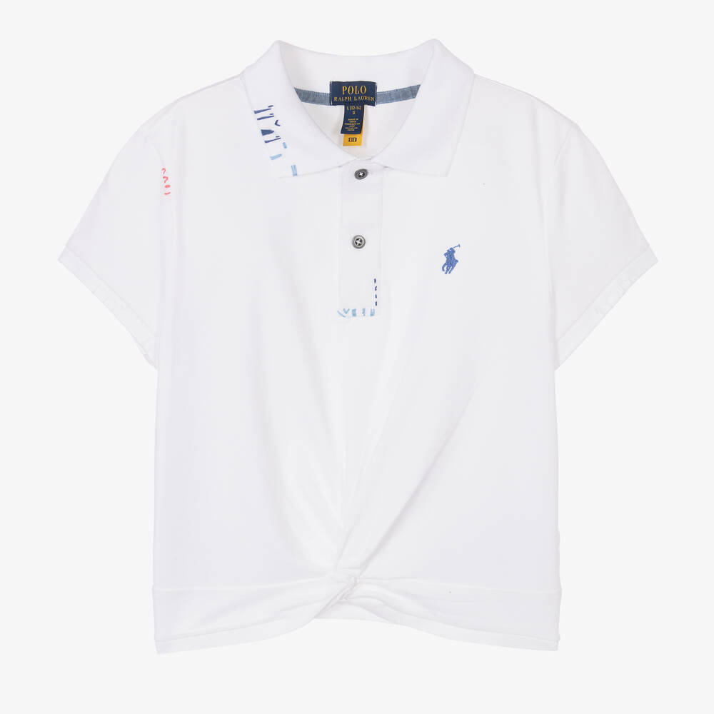 Ralph Lauren -  قمصان بولو قطن بيكيه لون أبيض للمراهقات | Childrensalon