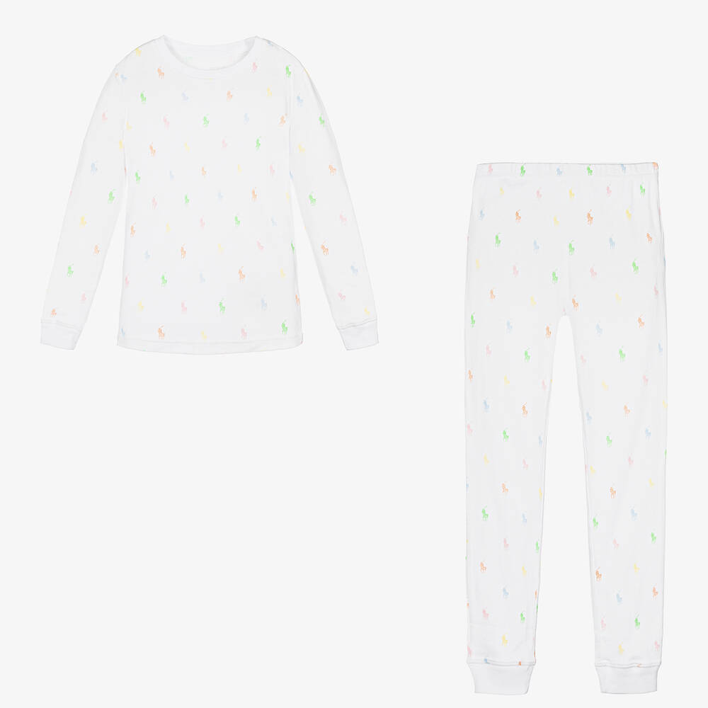 Ralph Lauren - Teen Girls White Cotton Pony Pyjamas | Childrensalon