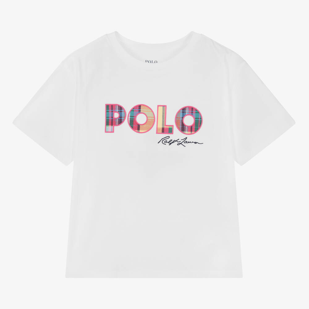 Ralph Lauren - Белая хлопковая футболка для девочек-подростков | Childrensalon