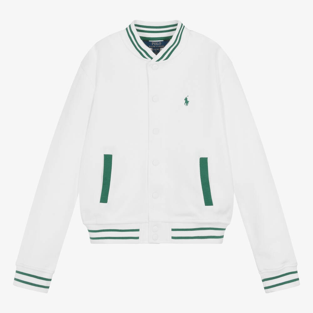Ralph Lauren Teen Girls White Cotton Varsity Jacket