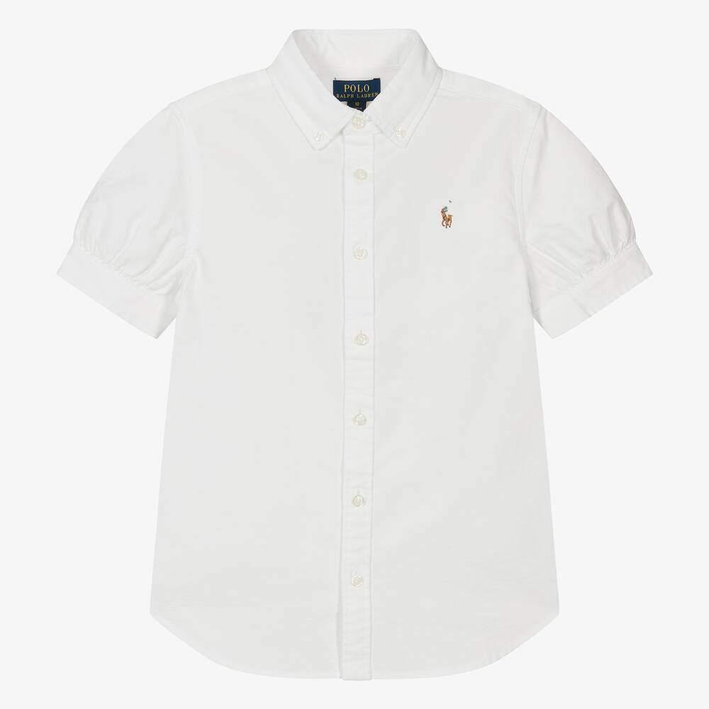 Ralph Lauren - قميص قطن أكسفورد لون أبيض للمراهقات | Childrensalon