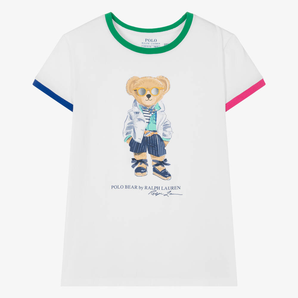 Ralph Lauren - Teen Girls White Polo Bear T-Shirt | Childrensalon