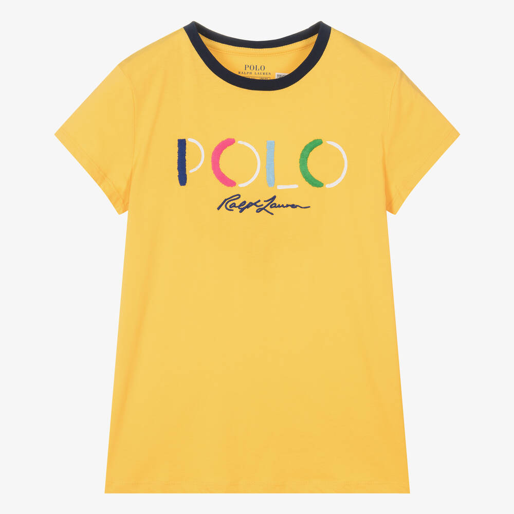 Ralph Lauren - Teen Girls Yellow Cotton T-Shirt | Childrensalon