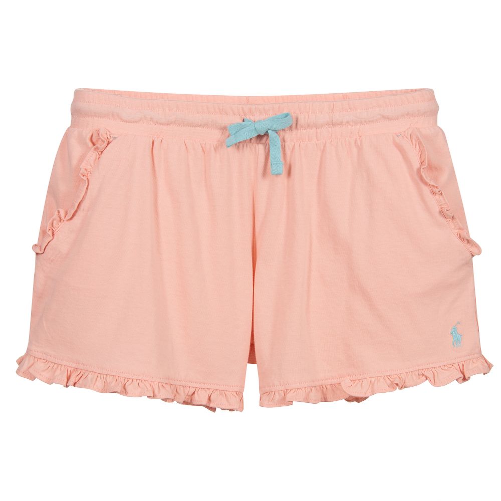 Polo Ralph Lauren Girls Teen Pink Logo Ruffle Shorts