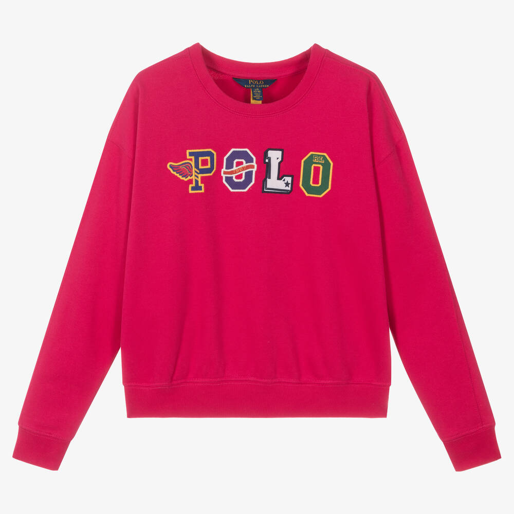 Polo Ralph Lauren Girls Teen Pink Polo Logo Sweatshirt In Red