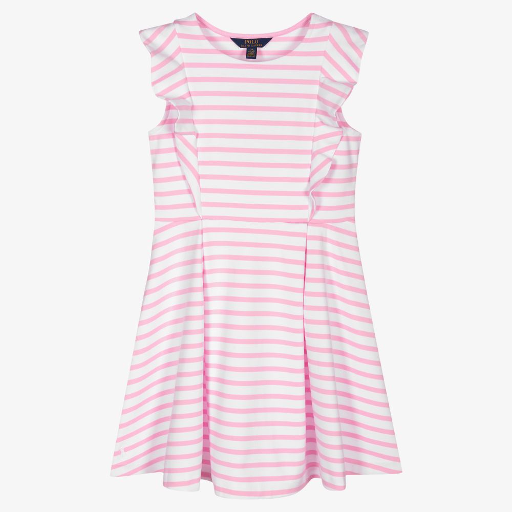 Ralph Lauren Girls Teen Pink Striped Dress
