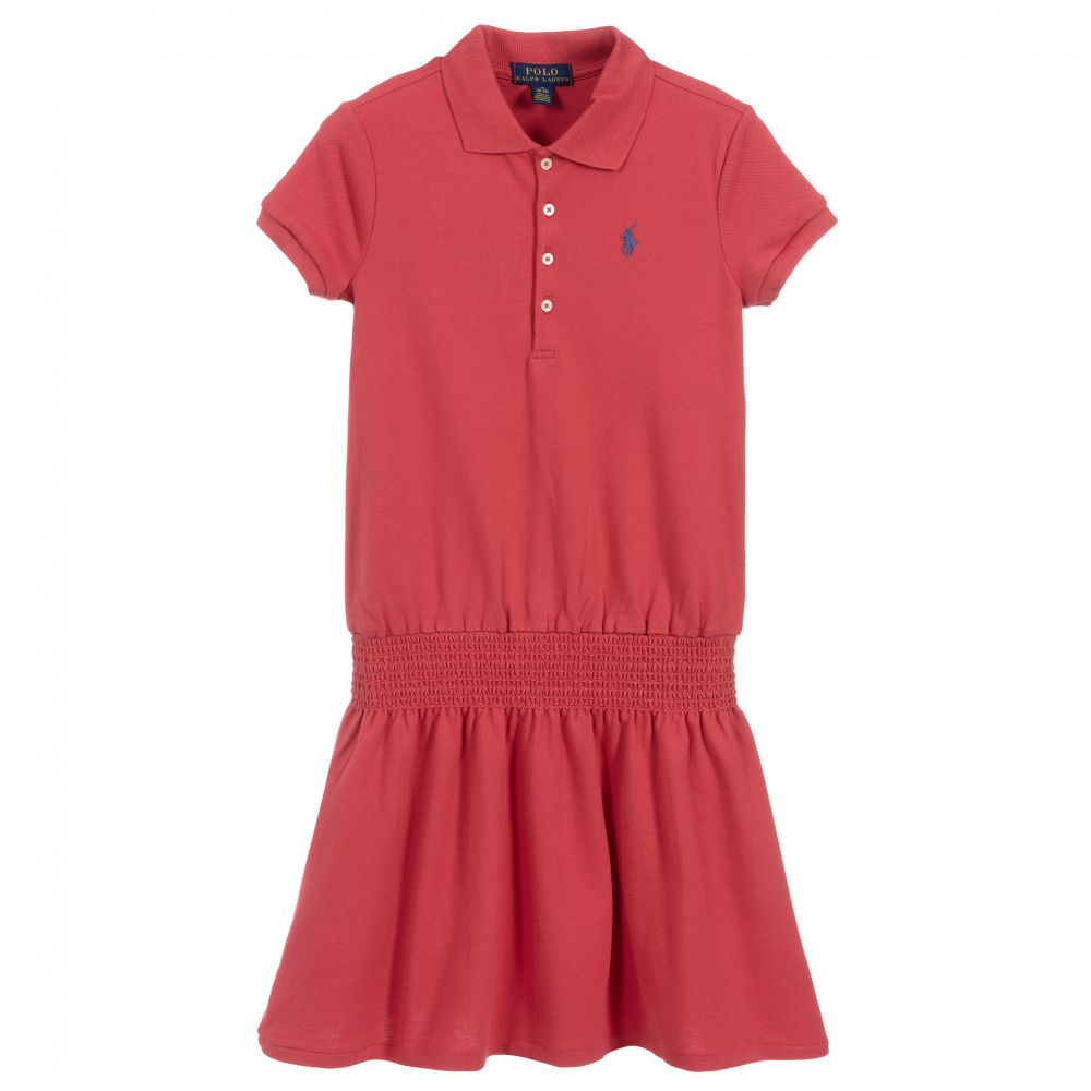 Polo Ralph Lauren Girls Teen Red Logo Polo Dress